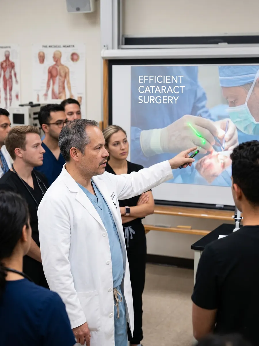 Dr. Kavanagh teaching medical students about cataract surgery
